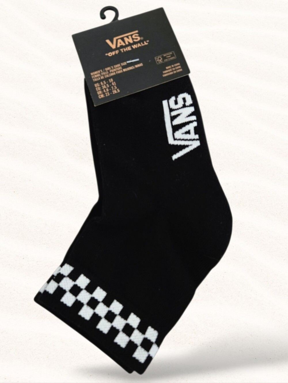 VANS OFF THE WALL Vans Peek-A-Check socks in black Women's Sz 6 -10